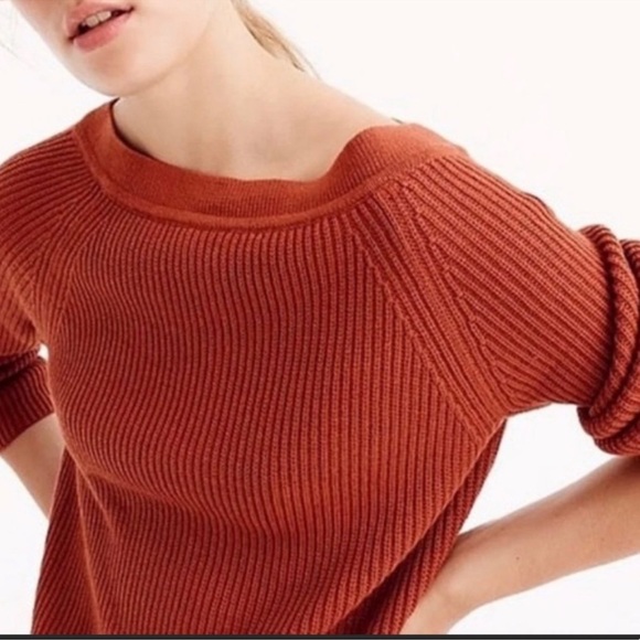 J. Crew Off-Shoulder Rust Sweater - Picture 2 of 6